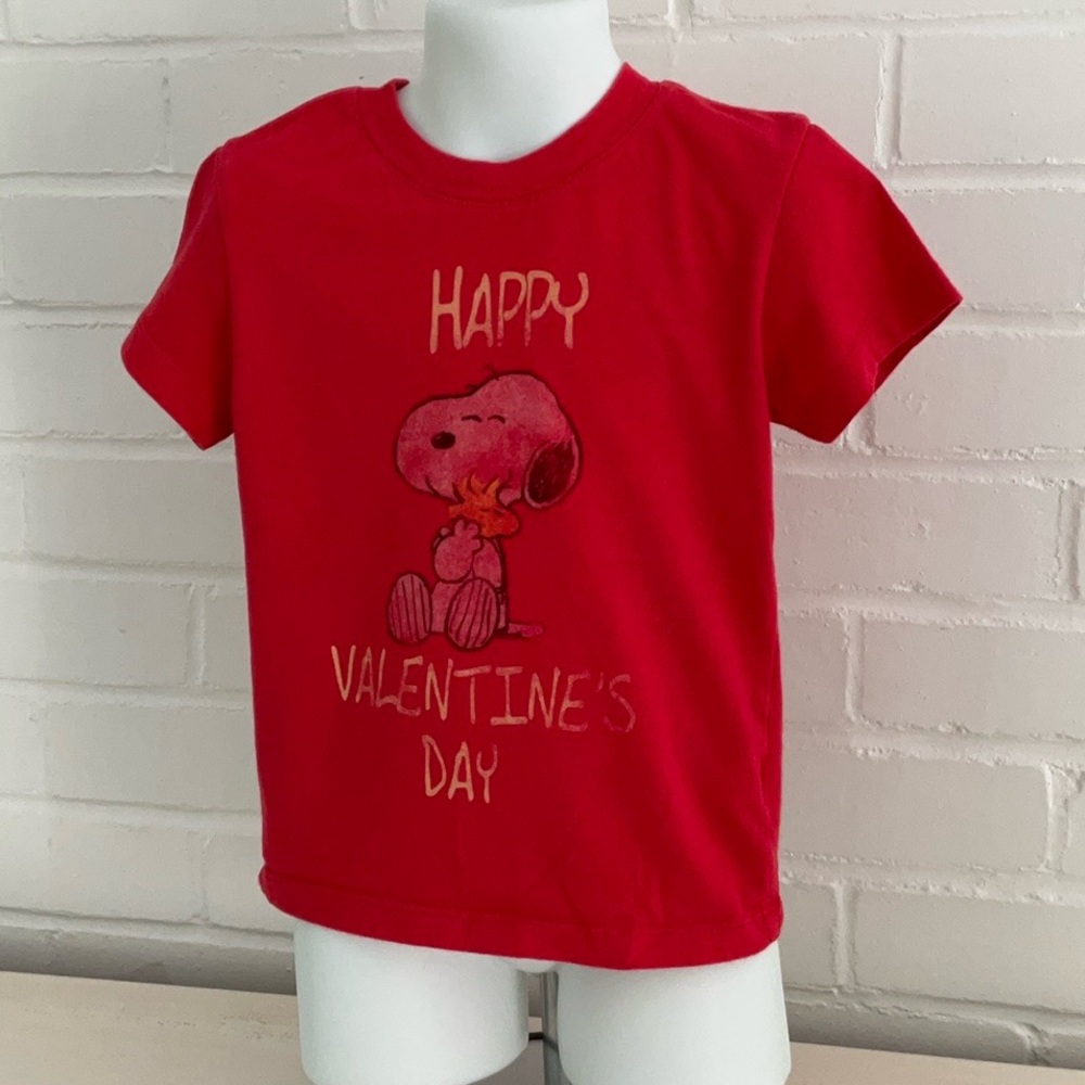 Unisex Kids Peanuts Snoopy Red Valentine's Day T-Shirt Size 4T